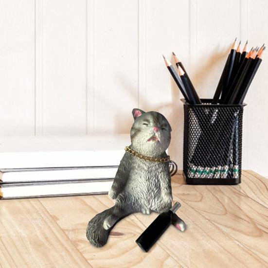 Yousheng Drunk Cat Figurine Resin Cartoon Cat Ornament Desktop Drinker Cat Decoration for Living Room Bedroom Cat Lover Gift