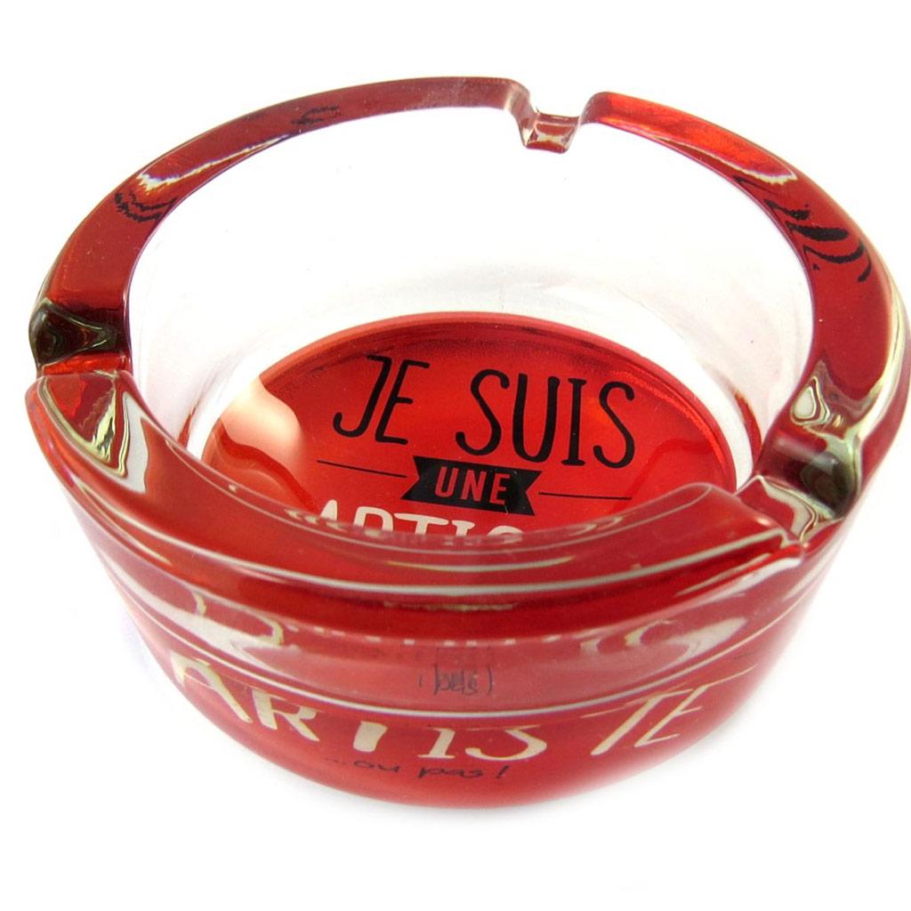 Les Trésors De Lily [N5147] - Cendrier verre 'Citations' rouge ('Je suis une artiste. . . ou pas ! ')