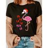 Camiseta Estampada de Flamingo com Luzes de Natal Y-, Manga Curta Gola Redonda Casual para Verão e Primavera,