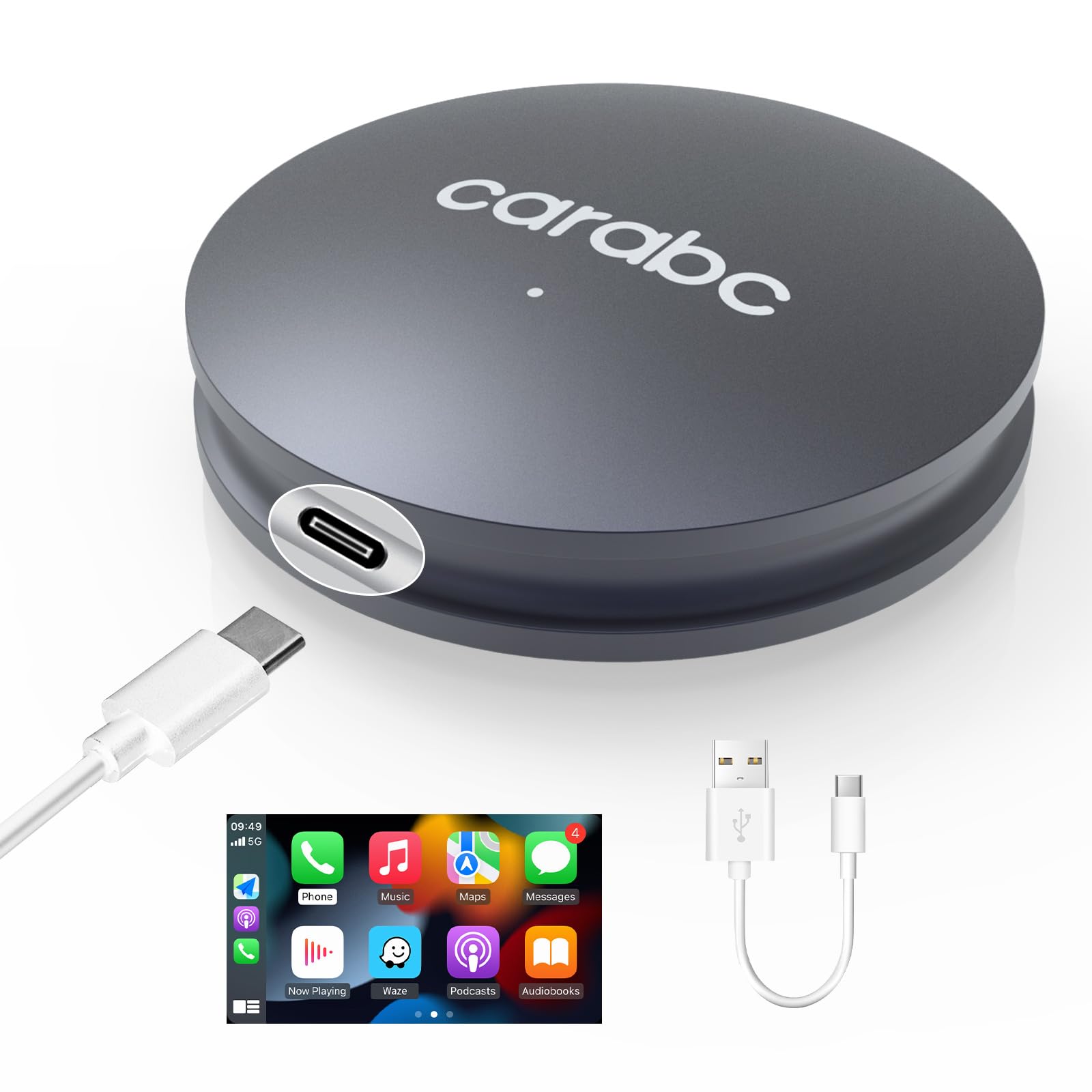 Адаптер CarPlay, Преобразует проводной CarPlay-донгл в беспроводной CarPlay, Подключи и играй, Онлайн-обновления,