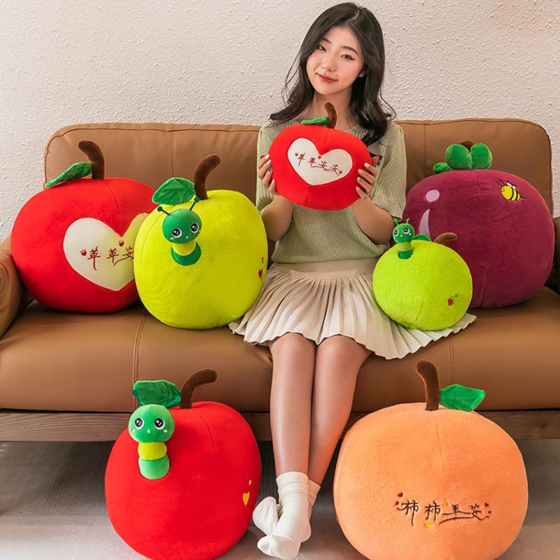 Fruit Toys Plush Red And Green Apples Persimmons Mangosteen Cushions Pillows