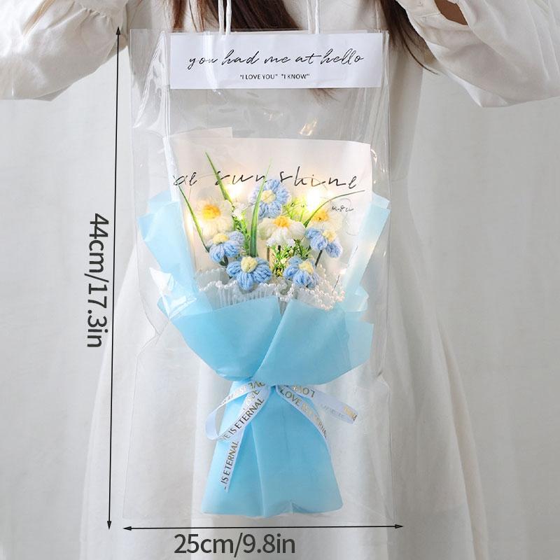 Crochet Flower Lighting Flower Bouquet Handmade Woven Flowers Knitted Graduation Bouquet Wedding Party Bouquet Gift