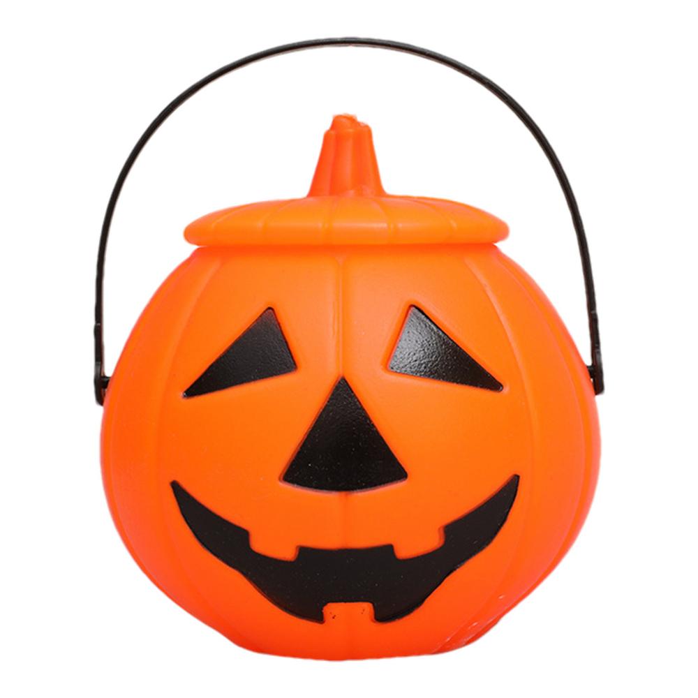 Pumpkin Trick Or Treat Bucket Halloween Candy Buckets For Kids Horror Festival Tricking Snack Bucket With Handle And Lid