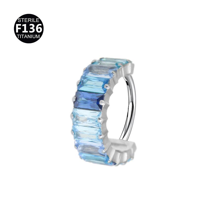 1.2mm Rainbow Inlaid F136 Titanium Alloy Nose Ring, Fashion Lip Earring Ear Cartilage Stud Piercing