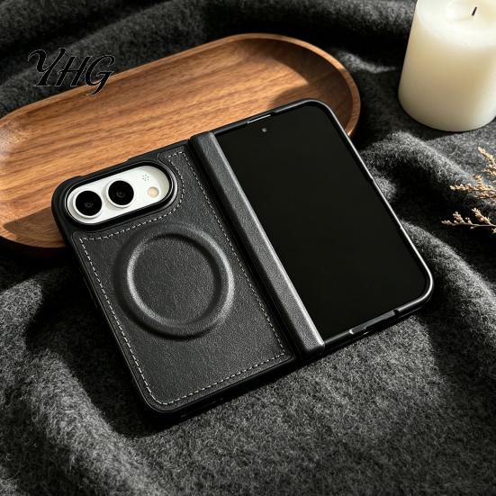 Shockproof Slim Phone Case Magnetic for IPhone 18, Faux Leather Cover with Hinge Durable Anti Fall Protection, Full Body Protective 18 Fold Folding