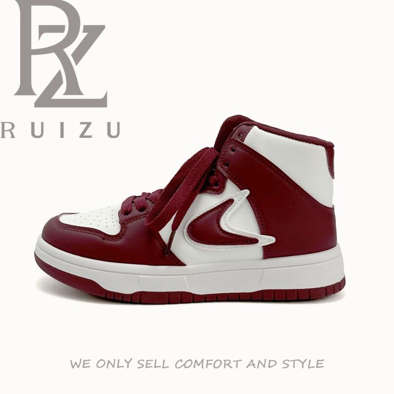 

8 high-top classic board shoes women s spring new thick-soled casual microfiber leather-faced versatile sports shoes 40 бордовый