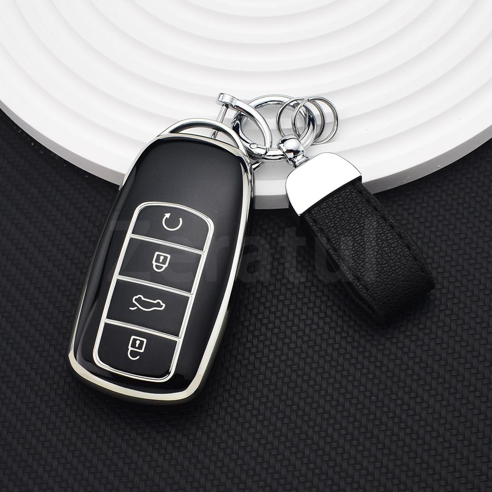 For Chery Tiggo 8 Pro Tiggo 8Plus New 5 Soft Tpu Car Key Case 4 Buttons Remote Control Protect Cover Keychain Accessories