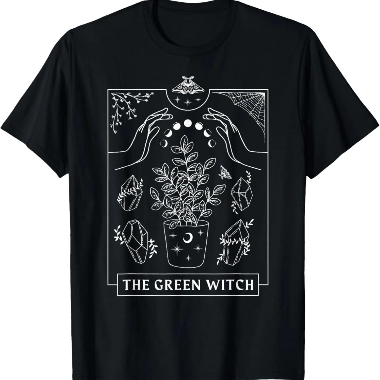 Tarot Card Green Witch Plant Lover Gardening T-Shirt S чёрный