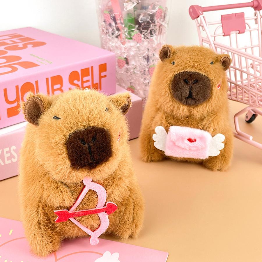 Capybara Cupid Plush Stuffed Toy Animal Doll Couple Keychain Birthday Gifts