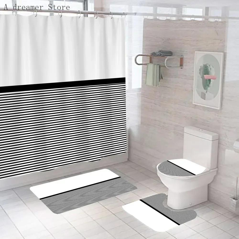 

Modern Blue Gradient Stripes Shower Curtain Decor Waterproof Polyester Bath Curtains For Bathroom Mats Rugs Bathtub Home Decor W60H190(CM)-1 Pcs