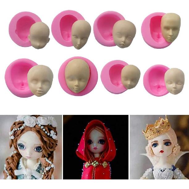 3D Doll Head Baby Face Silicone Cake Molds Model Handmade Soap Clay Plaster Mold Fondant Chocolate Gummy Biscuit Sugar Craft Mould DIY Cake