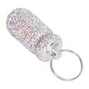 Strass Medisinflaske Beholder Aluminiumslegering Bærbar Kapsler Oppbevaringsetui Boks med Nøkkelring