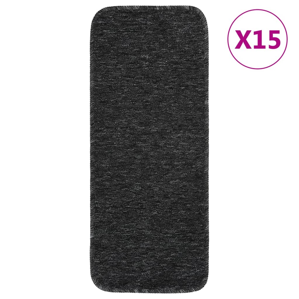 Vidaxl Antypoślizgowe Nakładki Na Schody, 15 Szt., 60X25 Cm, Antracyt