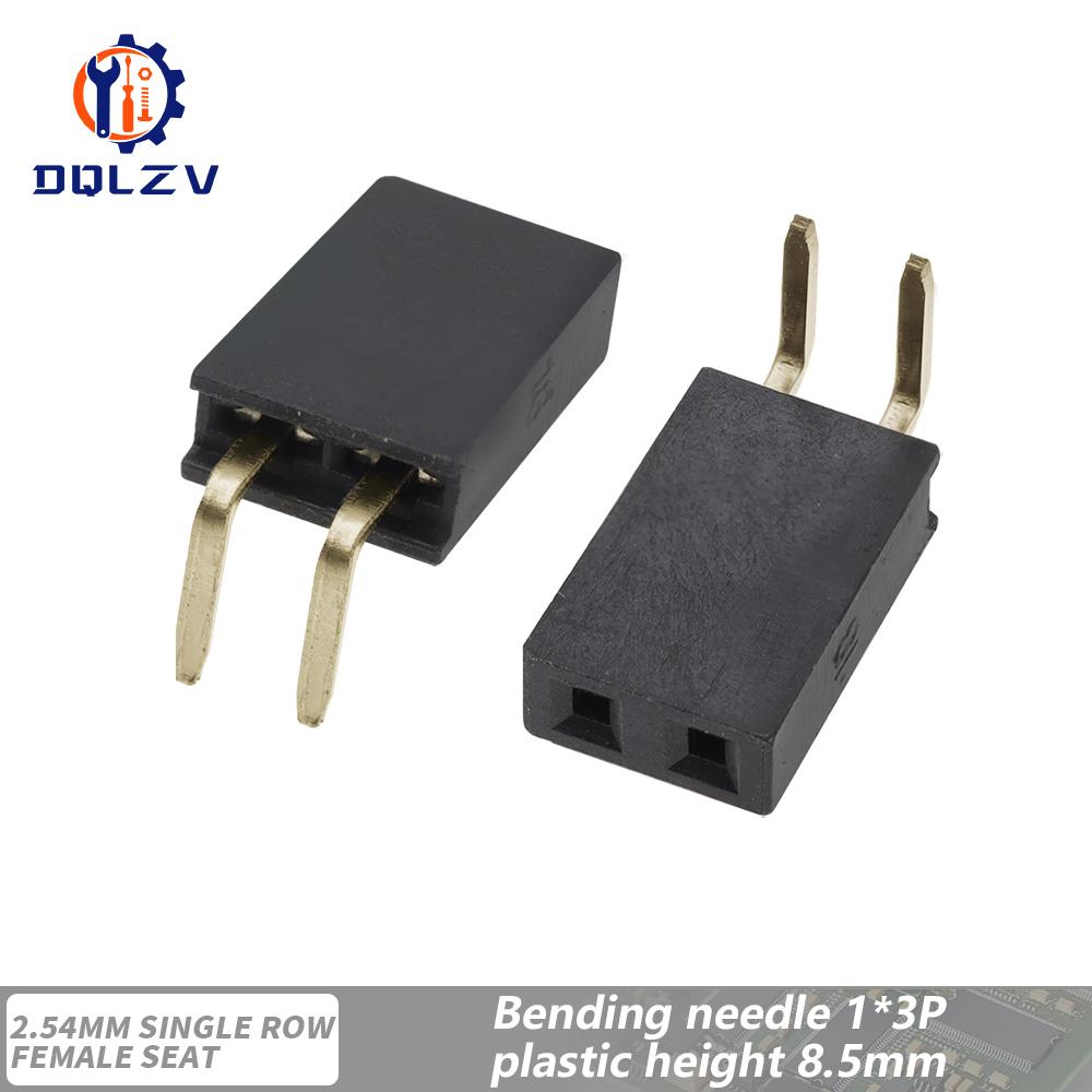 2.54mm Single Row Female Right Angle Pin Header Socket 1*2/3/4/5/6/7/8/9/10/20/40Pin Connector For Arduino