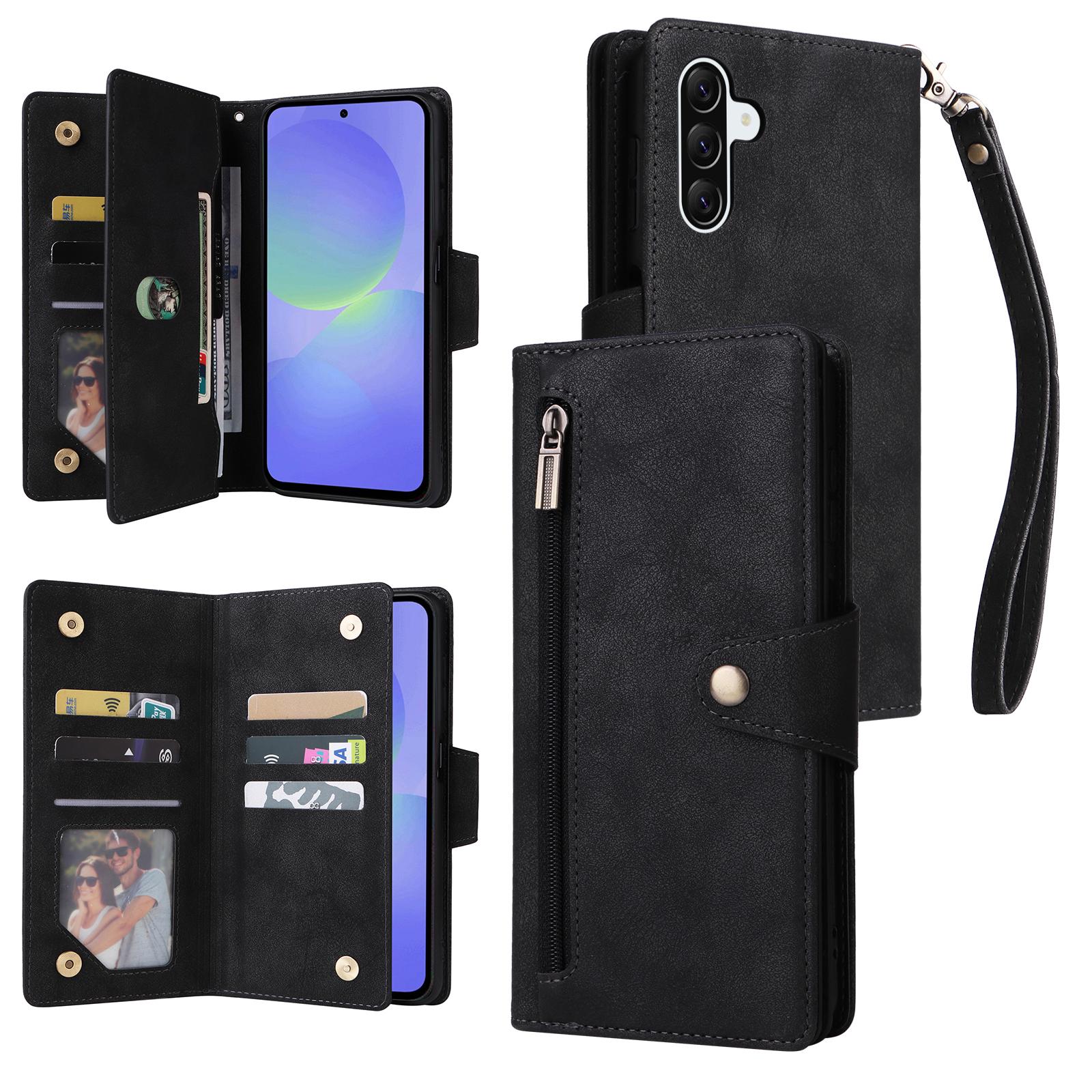 Portemonnaie Multi-Karten Reißverschluss Ständer Magnetischer Klapp-Lederhülle für Für Samsung Galaxy A37 A17 A26 A07 A56 Galaxy A57  5G&Case & Strap