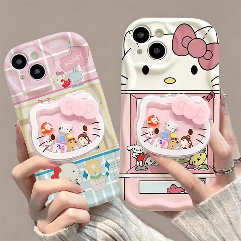 Cartoon Pink Hello Kitty Bracket Casing For Motorola MOTO Edge 50 Fusion Ultra Pro G84 G75 G60 G53 G52 G35 G05 G34 G30 5G Case