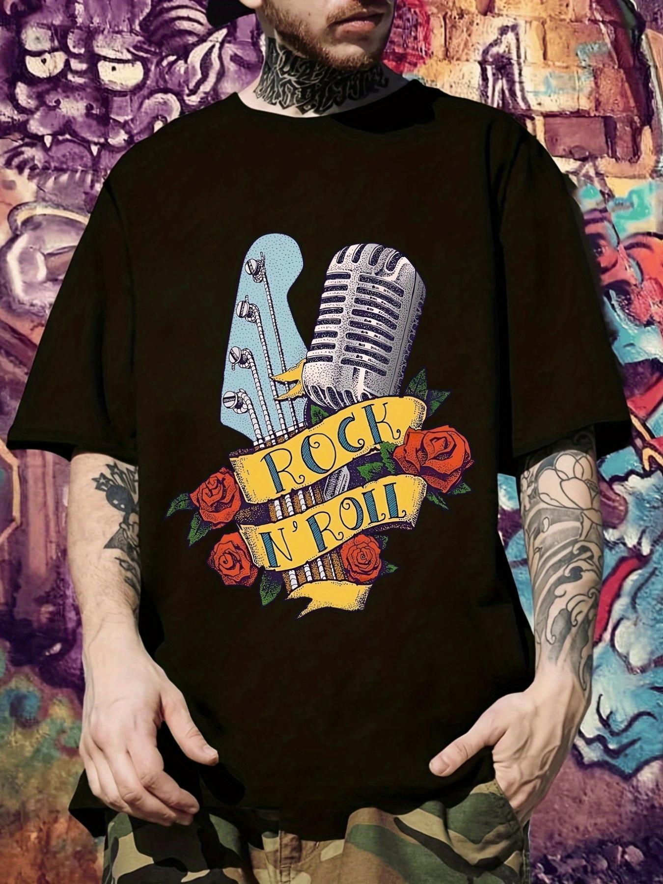 Vintage Rock Graphic T-shirt - Electric Guitars & Microphones Design XXXL