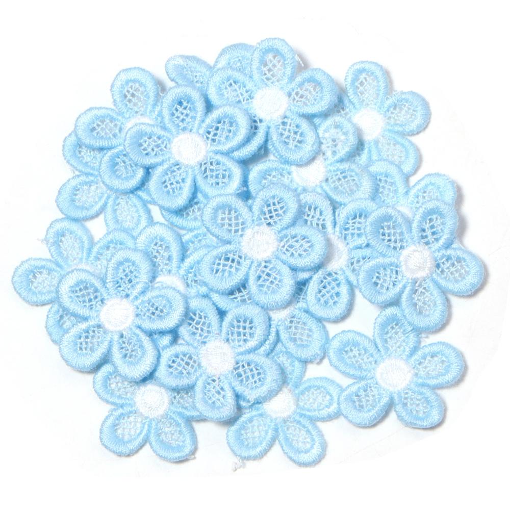 20pcs/lot Double Color Flower Mesh Embroidery Patches Applique For Girls Clothing Dress Headwear Hair Clips Decor Accessories
