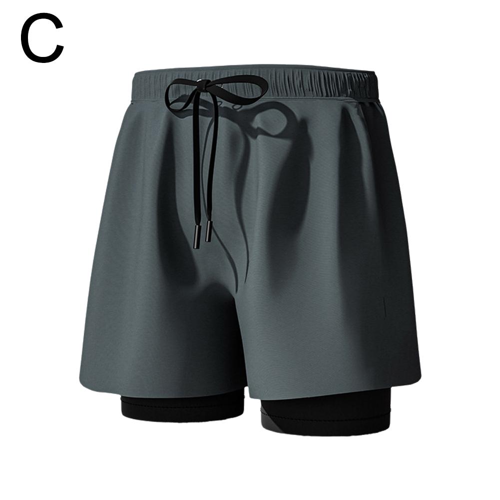 Badehosen für Herren mit Kompressions-Innenhose Stretch Herren Badehose 2 in 1 Schnelltrocknend Laufen Fitnessstudio Badeshorts für Herren