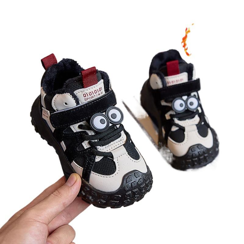 Baby velvet warm two cotton shoes autumn and winter new boys leather sports shoes soft sole light girls casual shoes