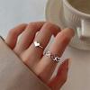 Hollowed Stylish Jewelry Heart Shape Open Rings Women Retro Silver Tone Adjustable Punk Rings Set Adorable Stylish Girl Birthday Event Party Event