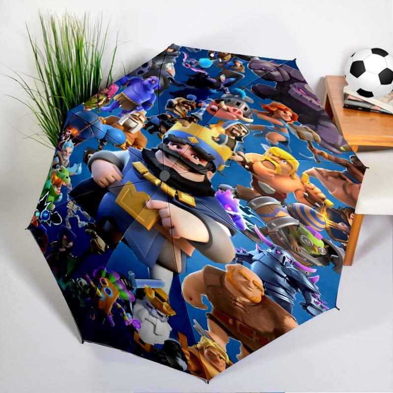 Clash Royale Heroes Collage Automatic Folding Umbrella - 8-Rib Travel Umbrella with Auto Open/Close & Portable, Gift for Christmas, Birthdays