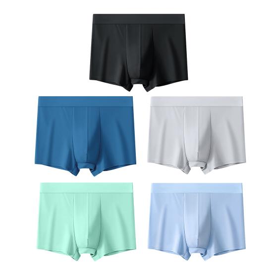 Boxershorts, Mittelhohe EisSeiden-Boxershorts, Enganliegend, U-Konvex, Schnelltrocknend, Sommerunterwäsche für den täglichen Gebrauch und zum Schlafen