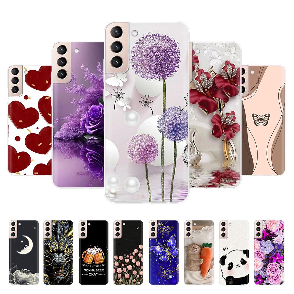 For Samsung S21 FE Plus Ultra Phone Case Butterfly Cat Soft Silicone Cover For Galaxy S21+ S21FE S 21 Protection Funda Coque