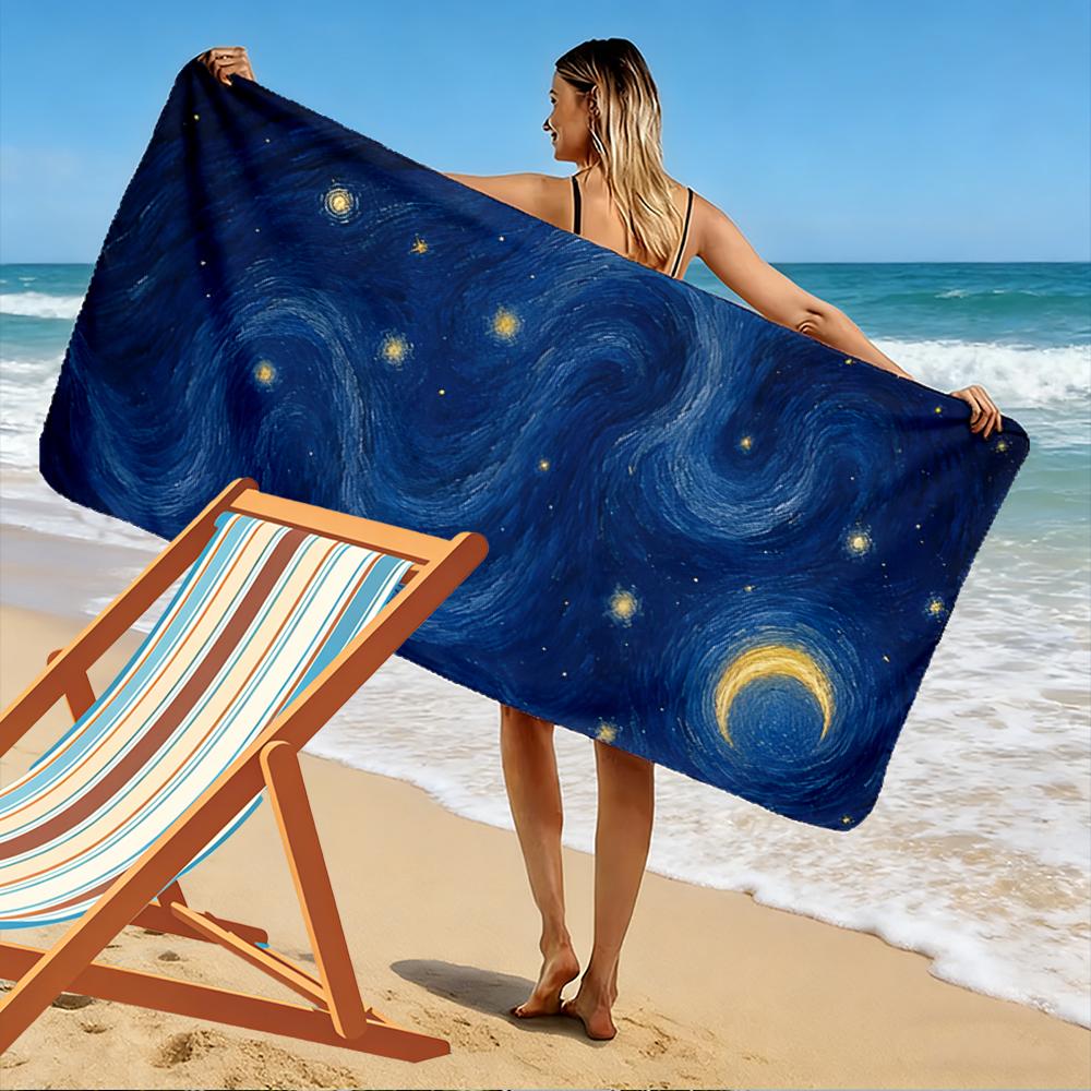 Starry Night Inspired Sky Design Beach Towel Quick-drying for Travel Outdoor Sports Jogging Beach and Swimming