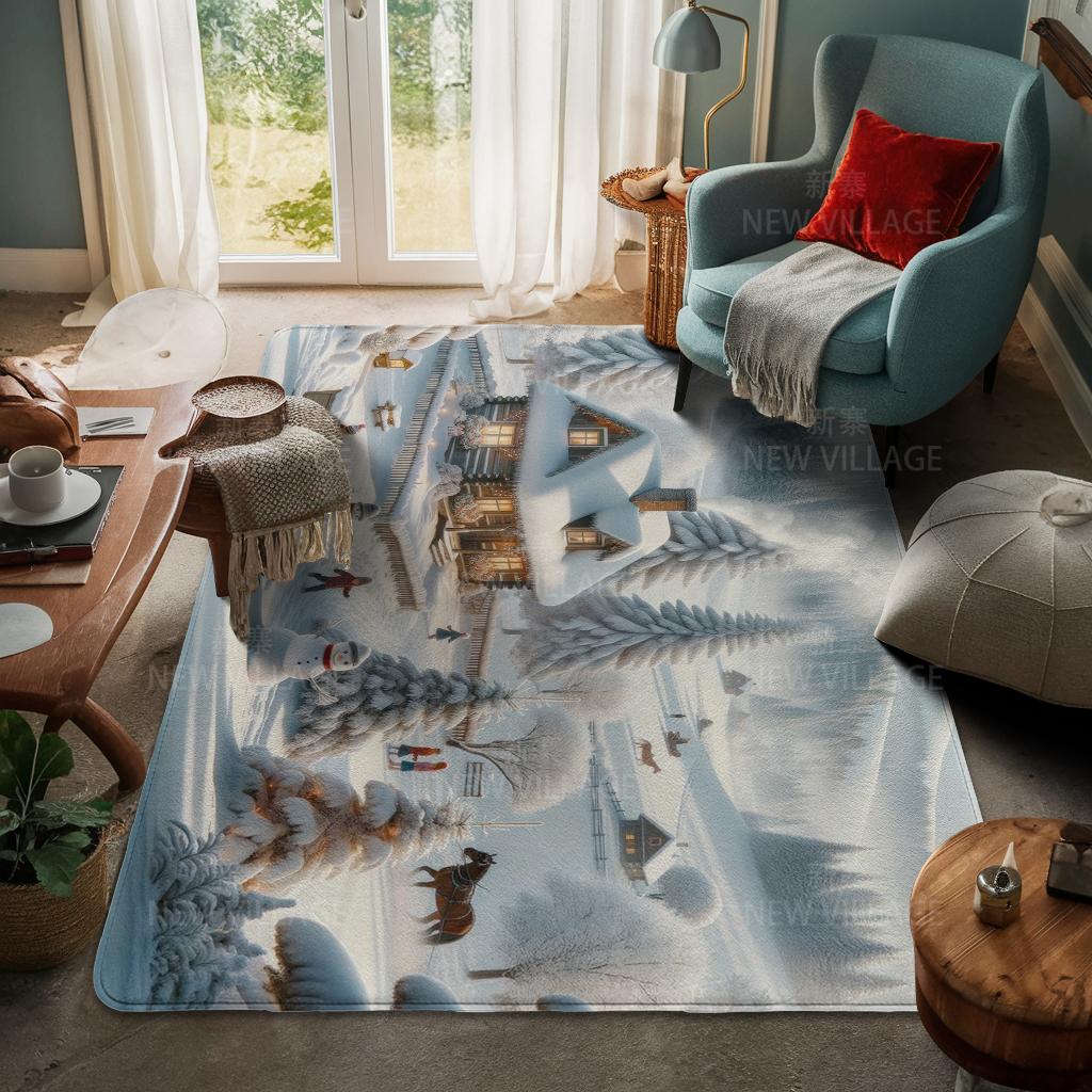 House Entrance Carpet Home Door Mat Living Room Bath Foot Bathroom Non-slip Water Absorption Rugs Bath Merry Christmas Winter