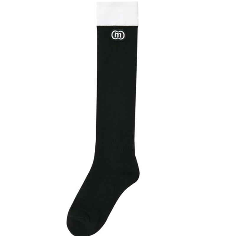 DOYOUKNOWMC ALL SEASON Color Block Rib Black Wappen Decorated Knee Socks