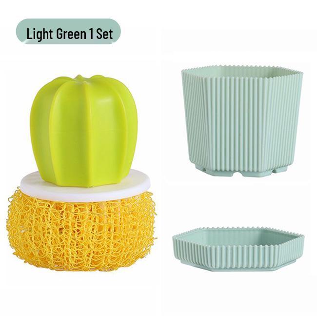 Nano Steel Wire Cactus Cleaning Brush: Kitchen, Pot, Dish, Basin Scrubbing Tool with Handle