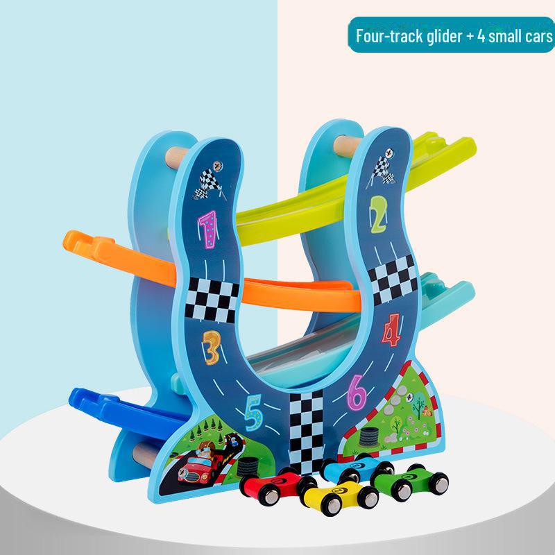 Colorful Wooden Educational Glide Car for Children - Fast, Interactive Parent-Child Toy