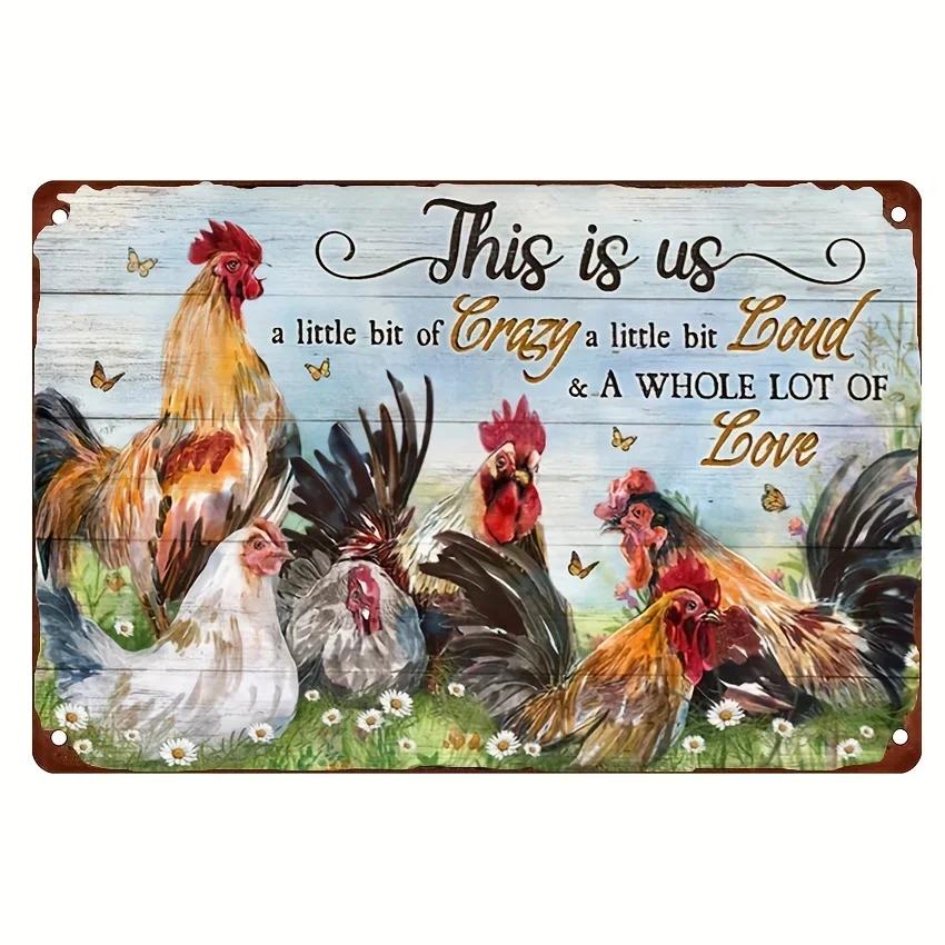 Vintage aluminiumskyltar för kycklingfarm för mysig kaféinredning
