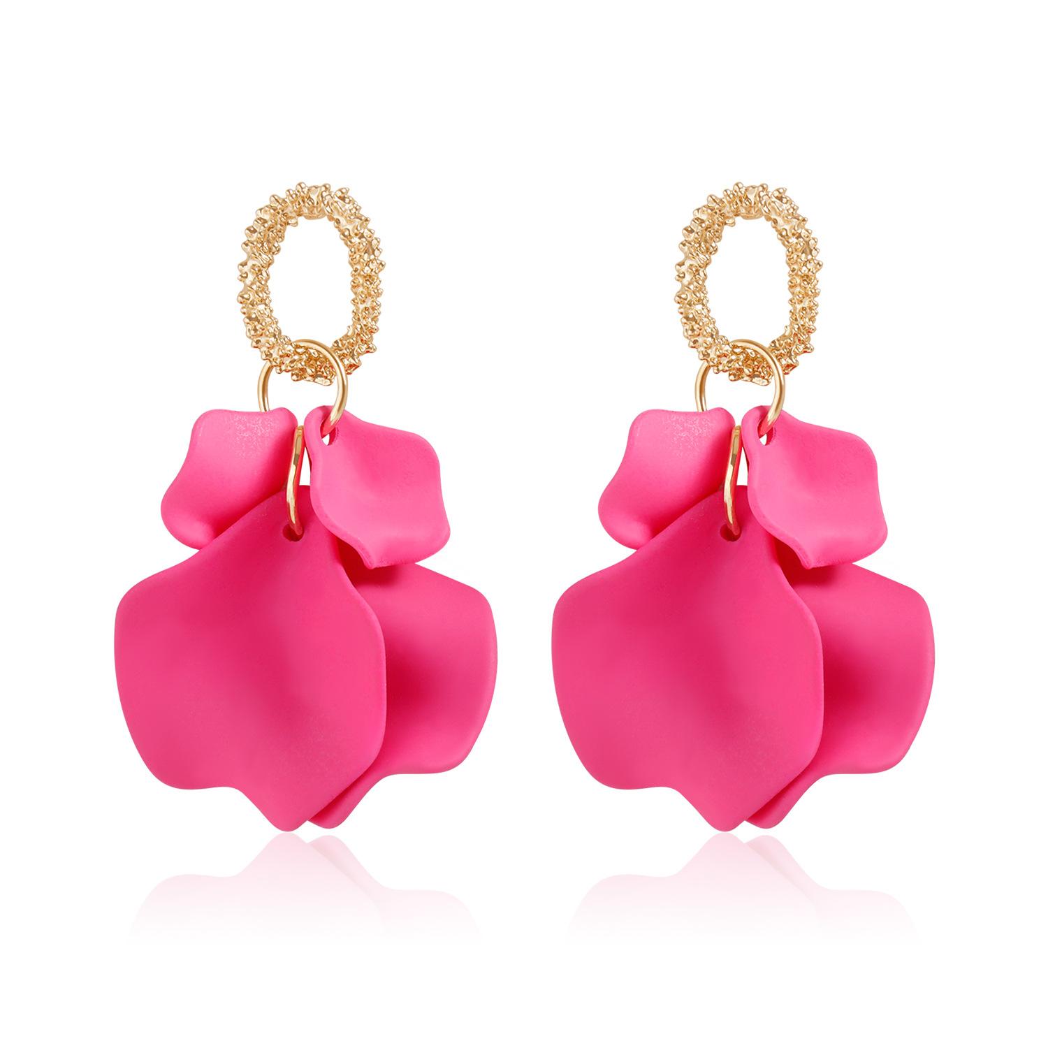 

European and American jewelry geometric irregular colorful petals flower stud earrings women s pastoral gentle wind design earrings