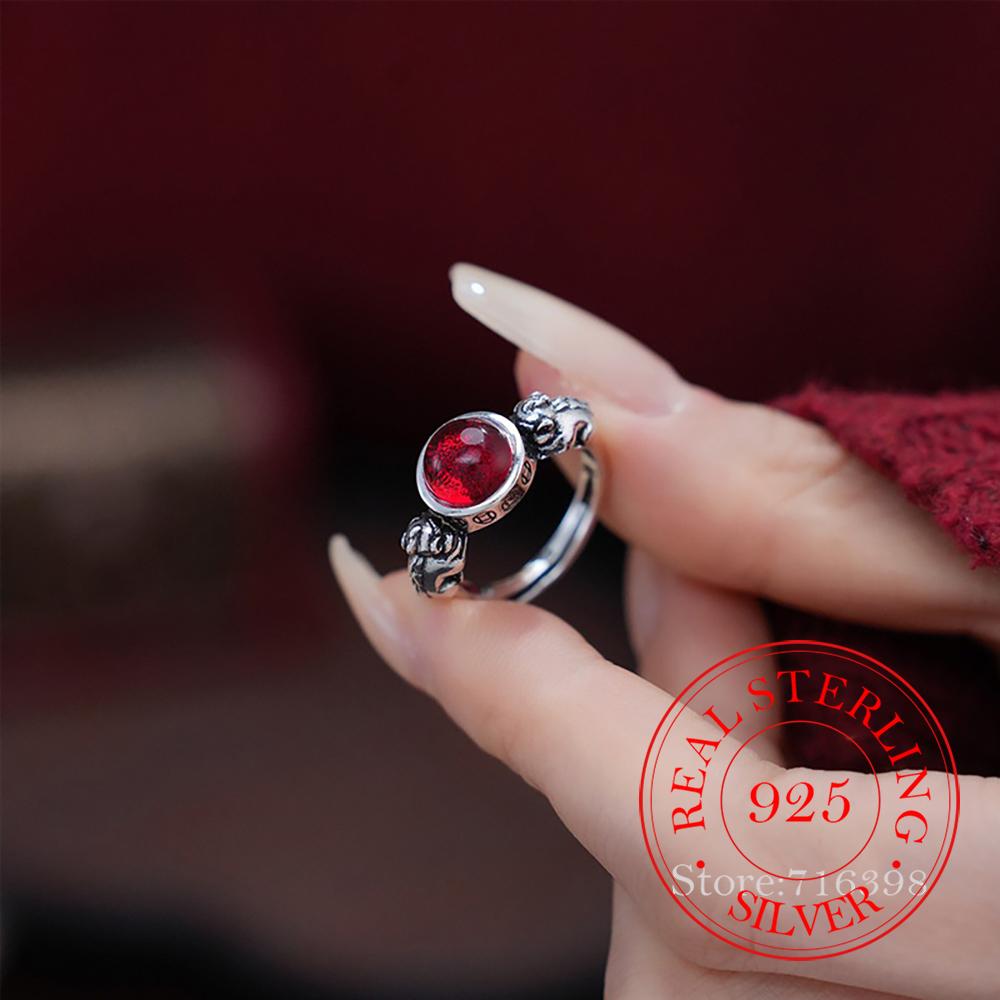 

925 Sterling Silver Jewelry Copper Coin Pixiu Finger Rings for Women Luxury Wedding Party Jewelry for Girls Friend Gift resizable