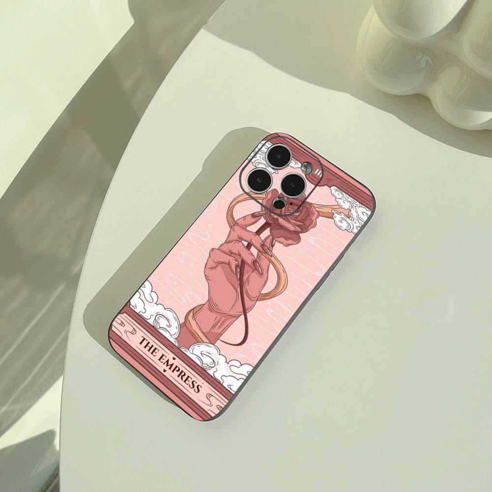 Tarot Aesthetic Phone Case For iPhone 17,16,15,14,13,12,11 Pro Max, Lightweight and Practical Soft Black Cover