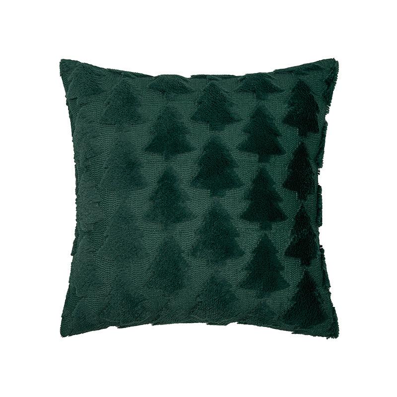 Christmas Throw Pillow Cover Plush Snowflake Christmas Tree Embroidered Living Room Sofa Cushion Holiday Party Decorative Cushion Cover