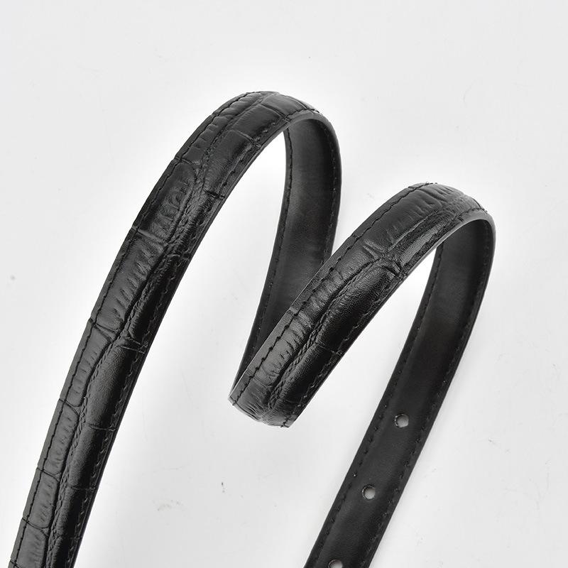 Retro Leather Small Belt Cowhide Female Student Simple and Versatile Decorative Crocodile Pattern Thin Belt Women with Suit Skirt