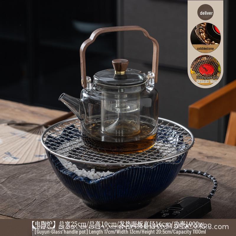 Electric Ceramic Tea Set with Induction Cooker: Glass Water Boiler and Steamer for Health Tea Brewing