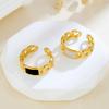 Women's Irregular Geometric Titanium Steel Enamel Ring - 18K Gold Plated, Trendy European American Fashion Style