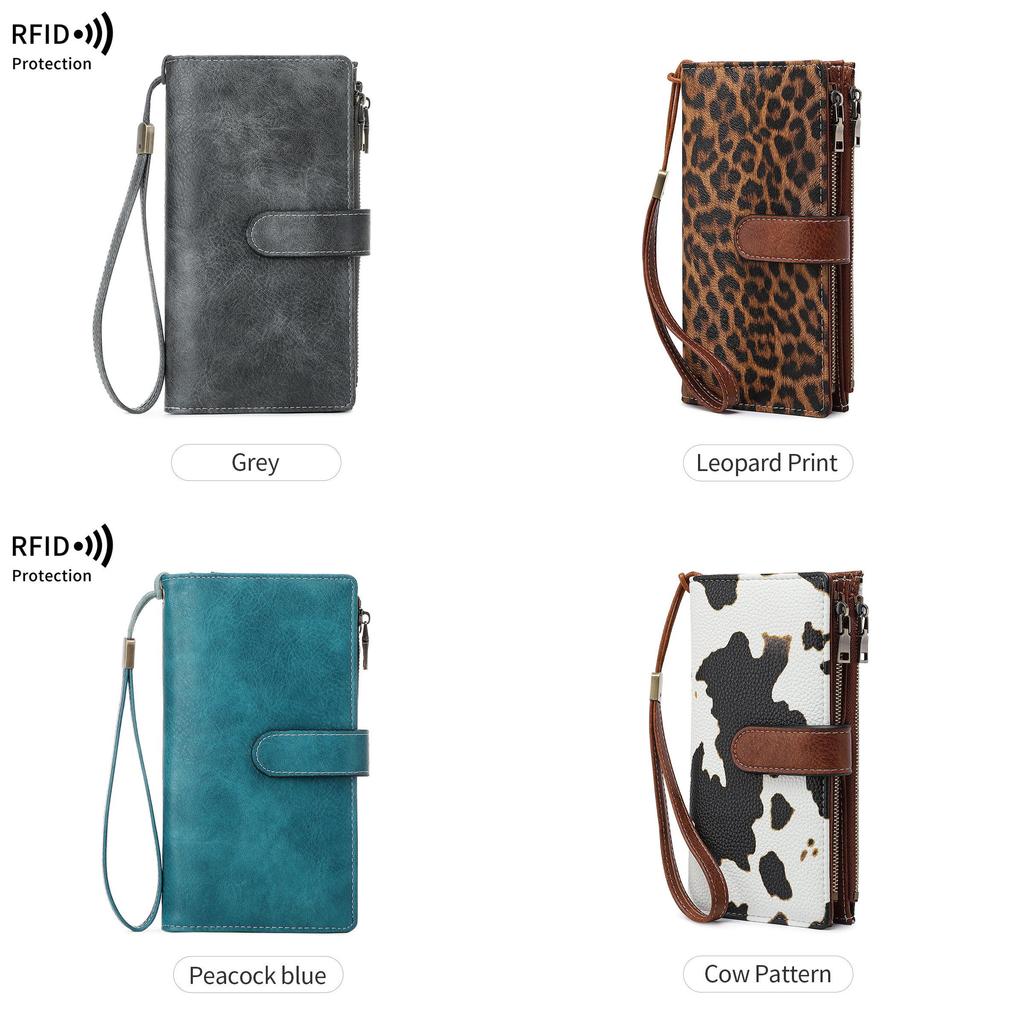 Portafoglio Multifunzionale in Pelle RFID per Donna con Grande Capacità e Stile Vintage