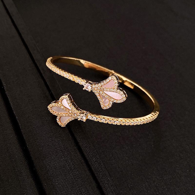 K real gold electroplated zircon iris open bracelet retro fashion versatile bracelet light luxury high-end jewelry