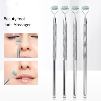 1 Stück Augen Anti-Falten Natürlicher Jade Roller Guasha Hautschaber Gesichtsset Gesichtsstein Straffend Gesicht Anti-Aging Geschwollene Augen Massagegerät