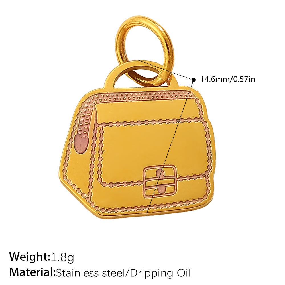 European and American Versatile Creative Color Bag Pendant, Stainless Steel Dripping Oil DIY Bracelet Necklace Accessories