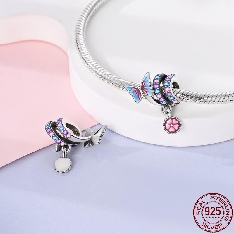 Copper Butterfly Flying Beads Charms Fit Original 3Mm Pan Bracelet&Bangle For Women Birthday Fine Jewelry Gift