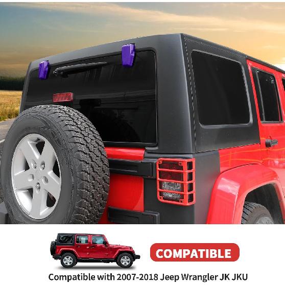 Rear Tail Window Hinge Decorative Cover Trim Compatible With 2007-2018 Jeep Wrangler JK JKU Exterior Accessories (Purple)