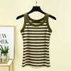 Camiseta sin mangas con tirantes finos para mujer, informal, ajustada, a la moda, camisola sin mangas, cuello redondo, camiseta interior holgada de verano, camisolas a rayas