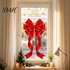 Holiday Window Decorations Static Glass Sticker, Christmas Theme Bow Pattern Print, Removable Door Electrostatic PVC Film for Home And Store