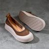 Johnature Loafers Valódi bőr vastag talpú felcsúsztatható cipők kerek orrú sekély női lapos cipők